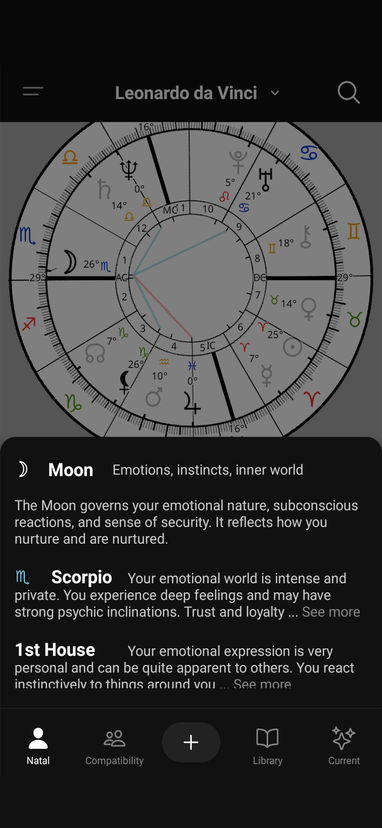Spaceland Natal Chart Descriptions